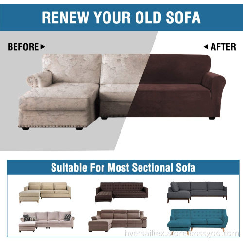 Thick Velvet Stretch L-Shape Sofa Cover